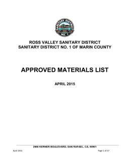 APPROVED MATERIALS LIST - Ross Valley Sanitary District