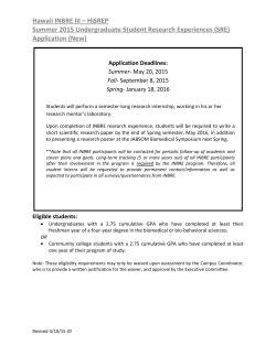INBRE New Student Application Summer 2015 (PDF, form fillable)