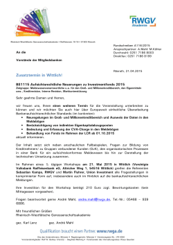 BS1115 2015_Aufsichtsrechtliche Neuerungen Fonds_Zusatztermin