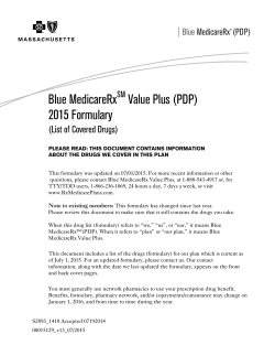 Blue MedicareRx Value Plus (PDP) 2015 Formulary