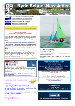 Ryde School Newsletter Friday 15 May 2015