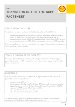 TRANSFERS OUT OF THE SCPF FACTSHEET