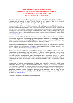 INFORMATION DOCUMENT REGARDING TURKCELL Ä°LETÄ°ÅÄ°M