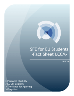 SFE for EU Students -Fact Sheet LCCM-