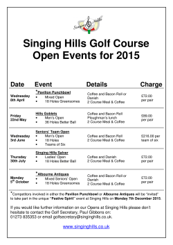 Singing Hills Golf Course Open Events for 2015