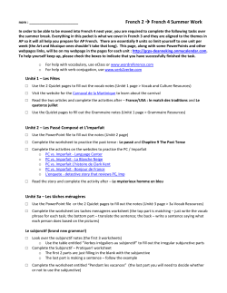 French 2 â French 4 Summer Work