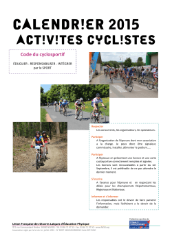 Calendrier activitÃ©s cyclistes 2015