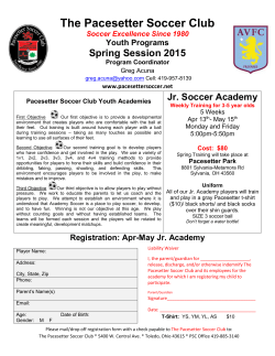 2015 Spring Jr. Academy - The Pacesetter Soccer Club