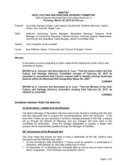 Page 1 of 3 MINUTES ARTS, CULTURE AND HERITAGE