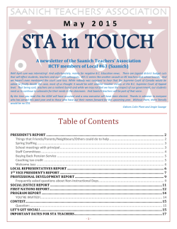 May 2015 STA in Touch - Saanich Teachers` Association