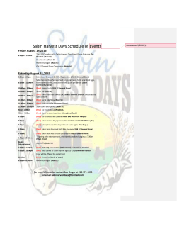Sabin Harvest Days Schedule of Events