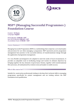 MSPÂ® (Managing Successful Programmes )