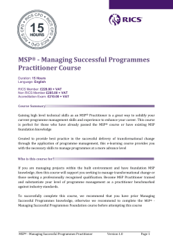 MSPÂ® - Managing Successful Programmes Practitioner Course
