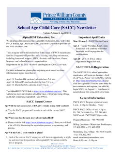 School Age Child Care (SACC) Newsletter