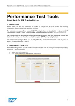 Performance Test Tools - Quick Guide for SAP Training Delivery