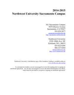 2014-2015 Catalog - Northwest University Sacramento Campus