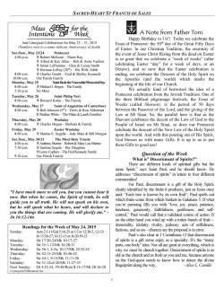 A Note from Father Tom - Sacred Heart St. Francis de Sales Roman