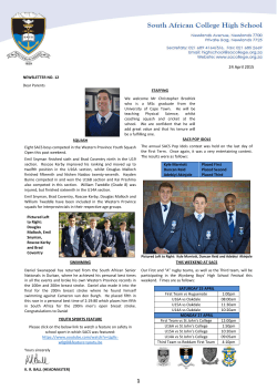 Newsletter No 12 â 24 April 2015 - South African College High School