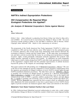 NAFTA`s Indirect Expropriation Protections: Will
