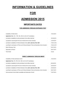 General Guidelines of Admission 2015-16
