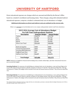 2015-16 Undergraduate Cost of Attendance