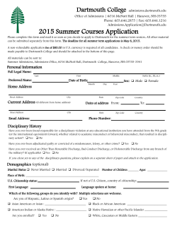 2015 Summer Courses Application - Admissions