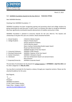 SAEINDIA Foundation Awards for the Year 2014-15