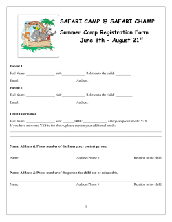 SAFARI CAMP @ SAFARI CHAMP Summer Camp Registration
