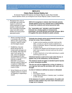 SB15-213 Fact Sheet - SPEAK OUT for Safer Colorado Schools