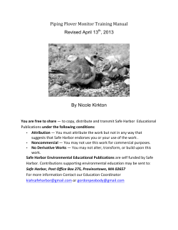 Piping Plover Monitor Training Manual Revised April