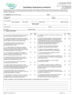 Used Mobile Home Inspection Report Form 1143