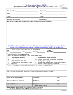 BSAS Request Form - Environmental Health & Safety Resources for