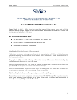 Safilo Group S.p.A. announces the 2020 Strategic Business Plan