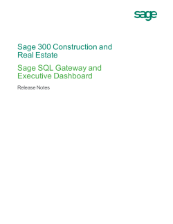 Sage SQL Gateway and Executive Dashboard Release Notes