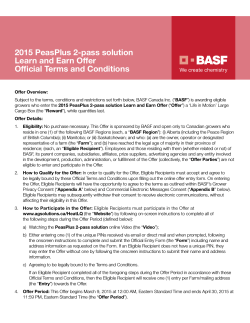 2015 PeasPlus 2-pass solution Learn and Earn