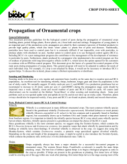 Biological Control in Propagation of Ornamental Crops