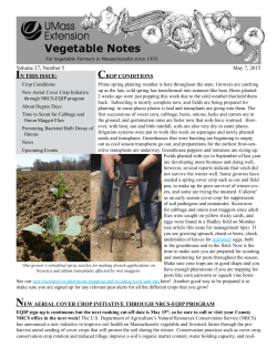 May 7, 2015 Vegetable Notes