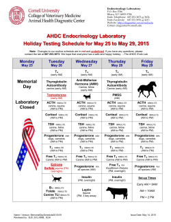 AHDC Endocrinology Laboratory Holiday Testing Schedule for May