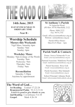 Good Oil 14 June 2015 - St Anthony`s Parish Marsfield