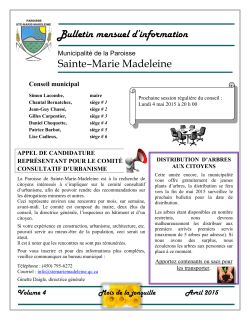 Bulletin avril 2015 - MunicipalitÃ© Sainte-Marie