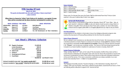 Fifth Sunday Of Lent Last Week`s Offertory Collection