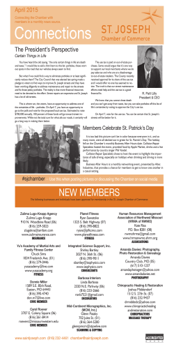 April 2015 Connections - St. Joseph Area Chamber of Commerce