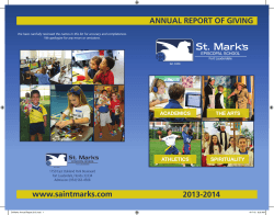 ANNUAL REPORT OF GIVING www.saintmarks.com 2013-2014