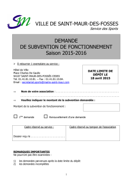 DEMANDE DE SUBVENTION 2015 SDS - Saint-Maur-des