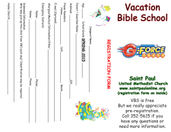 Vacation Bible School - Saint Paul United Methodist Church