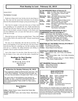 First Sunday in Lent - February 22, 2015