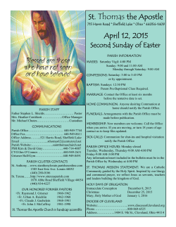 St. Thomas the Apostle April 12, 2015