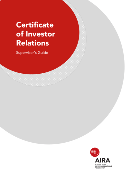 Certificate of Investor Relations