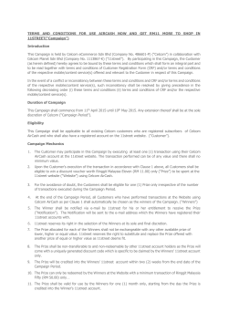TERMS AND CONDITIONS FOR USE AIRCASH NOW