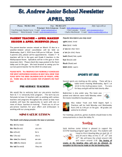 April Newsletter 2015 - St Andrew Junior School